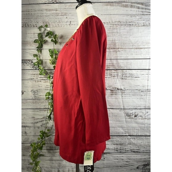 Vintage 90's Y2K Michael B Ltd. Vest Jacket 1pc size 10 Petite Red Gold Jewels - Picture 12 of 15